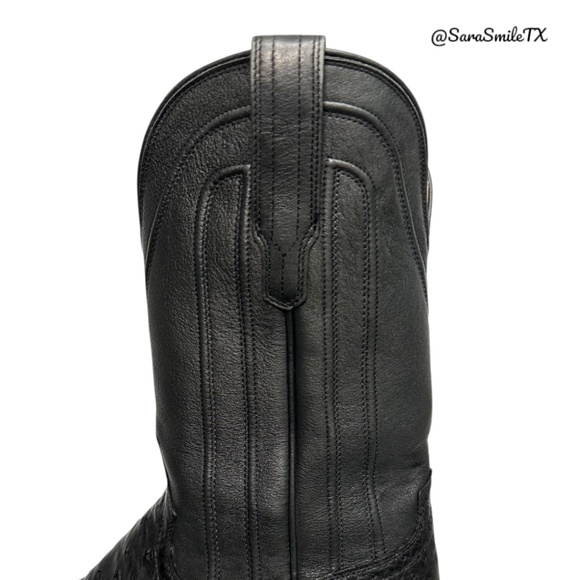 TECOVAS The Carter Mens Black Handmade Full-Quill Ostrich Cowboy Boots - Picture 9 of 14